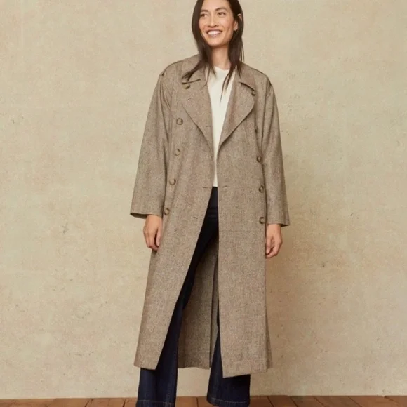 NEW NWT Christy Dawn The Marlow Trench Tobacco Specks Jacket Coat - Picture 2 of 10